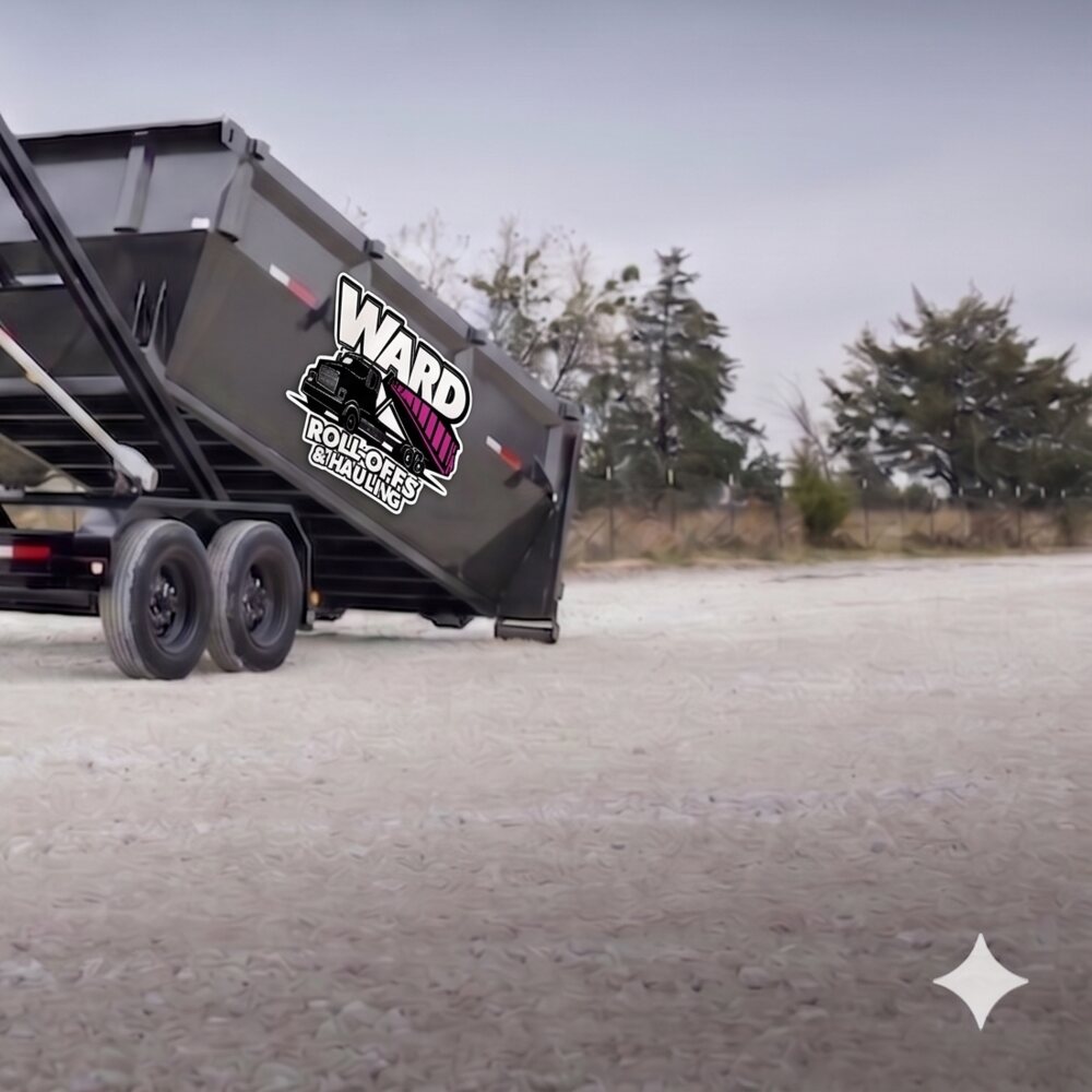 Close-up of Ward roll off dumpster